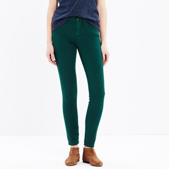 Madewell Denim - Madewell 8" Skinny Green Sateen Jeans